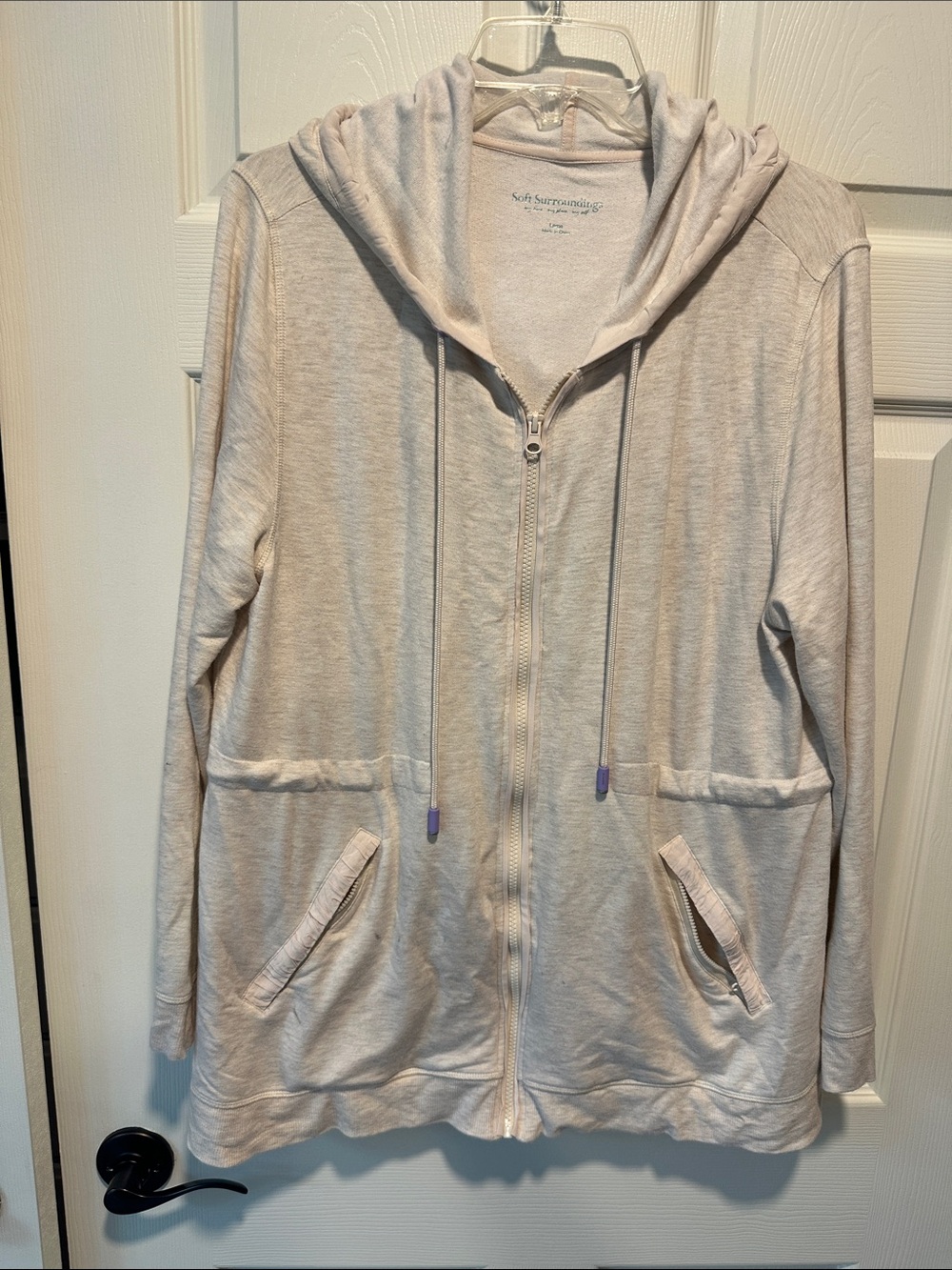 Soft Surroundings Light Beige Zip Hoodie Jacket
